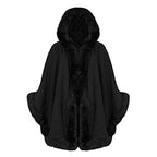 Damen Kunstfell-Cape mit voluminösem Kapuzenkragen und eleganter Felloptik EB