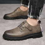 Herren bequeme Leder Schnürschuhe EB