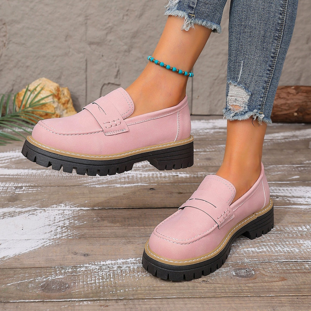 Damen Bequeme Mokassins mit robustem Profil und elastischem Riemendesign EB