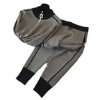 Damen modisches Strick-Loungewear-Set mit geometrischem Muster und elegantem Reißverschluss EB
