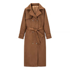 Damen eleganter Trenchcoat mit doppelter Knopfleiste und Gürtel EB