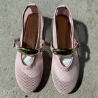 Damen Ballerinas mit modischem Netzdesign und dekorativem Riemchen EB