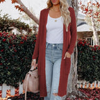 Damen lässiger Strickmantel mit offenen Fronten und praktischen Taschen EB