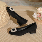 Damen Ballerina mit eleganter Strassschnalle EB
