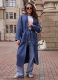 Damen Strickmantel mit Gürtel und praktischen Taschen EB