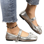 Damen Ballerinas mit verstellbarem Riemen und elegantem Schleifendetail EB