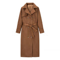 Damen eleganter Trenchcoat mit doppelter Knopfleiste und Gürtel EB