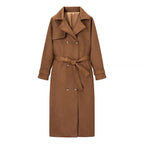 Damen eleganter Trenchcoat mit doppelter Knopfleiste und Gürtel EB