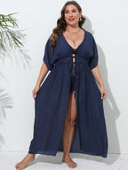 Damen luftiger Strandkimono mit Häkelverzierungen EB