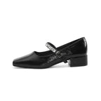 Damen Ballerinas mit schimmerndem Riemchen und elegantem Blockabsatz EB