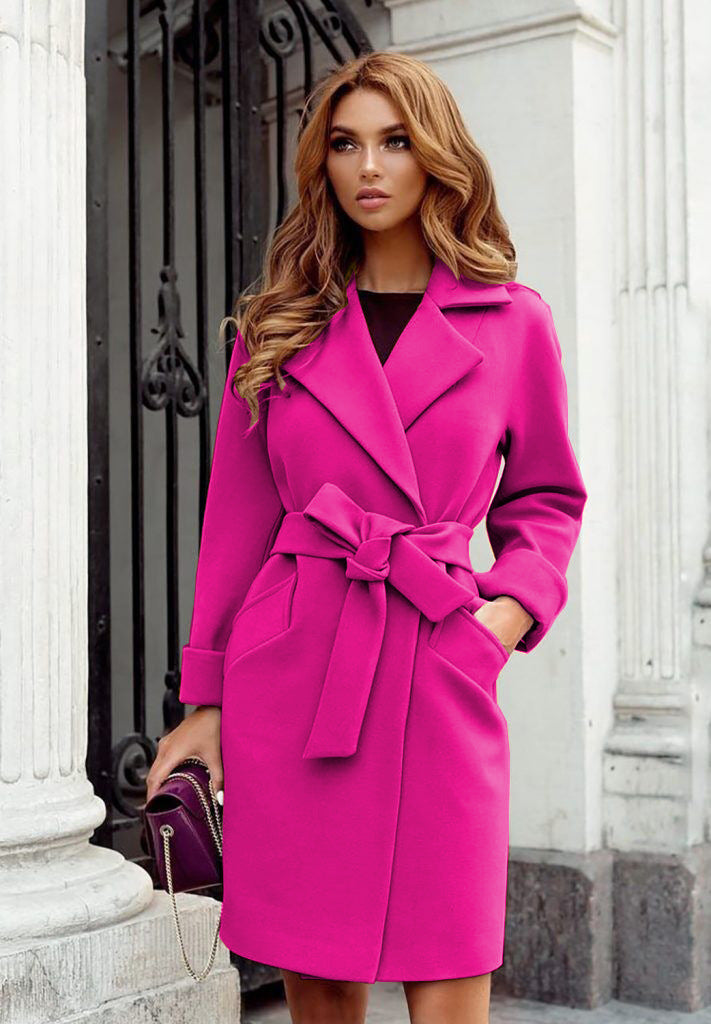 Damen Eleganter Trenchcoat mit Gürtel und praktischen Taschen EB