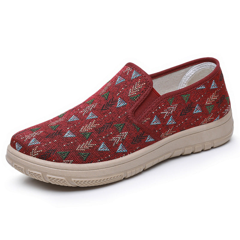 Damen Bequeme Slip-On Schuhe mit farbenfrohem Muster EB