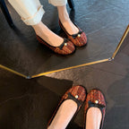 Damen Ballerina mit trendigem Tweed-Obermaterial und elegantem Perlenakzent EB