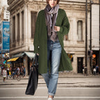 Damen Langstrickmantel mit lässigem Schnitt und Rippdesign EB