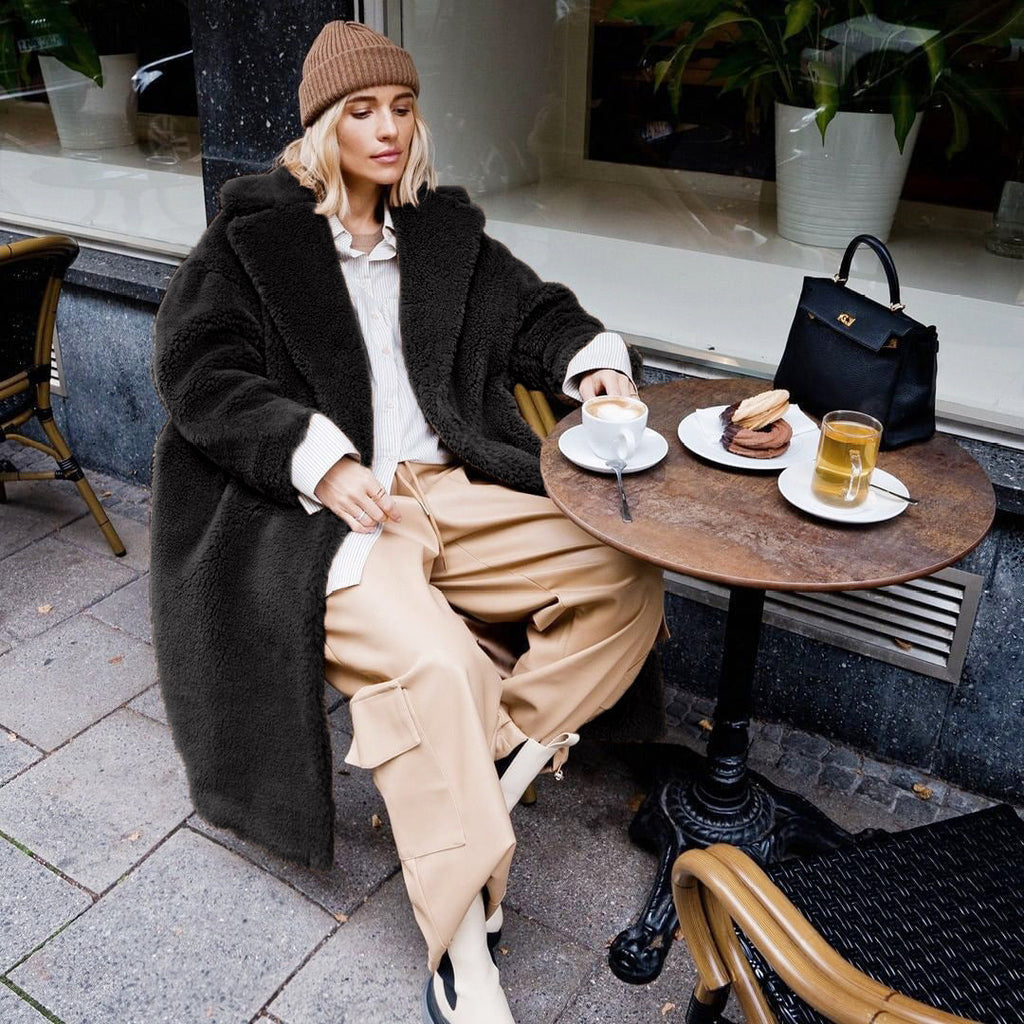 Damen Kuscheliger Oversized-Mantel aus Teddyfleece EB