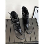 Damen dezente High-Top Sandalen mit dekorativen Schnallen EB
