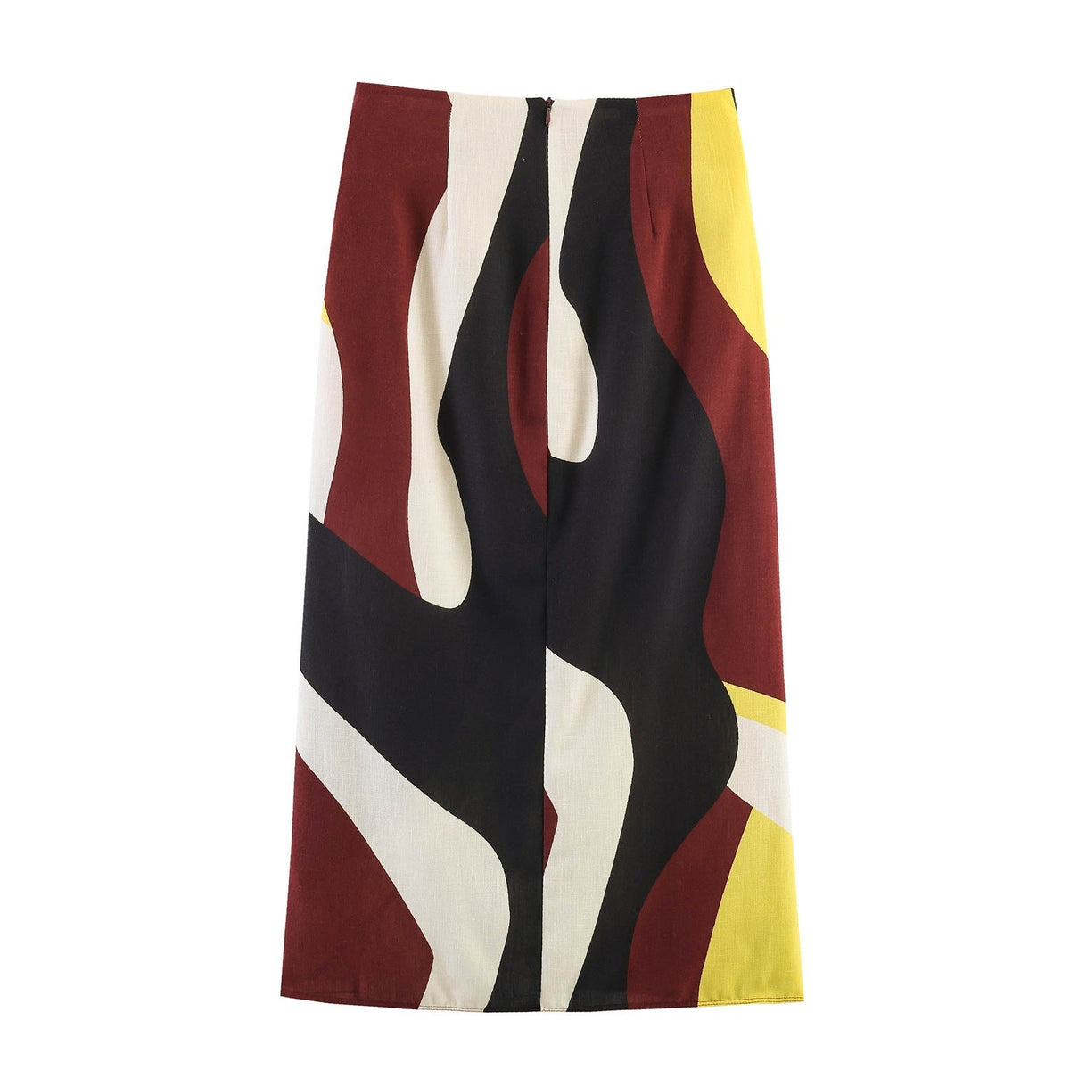 Damen Maxirock mit buntem Grafikdesign und eleganter Drapierung EB