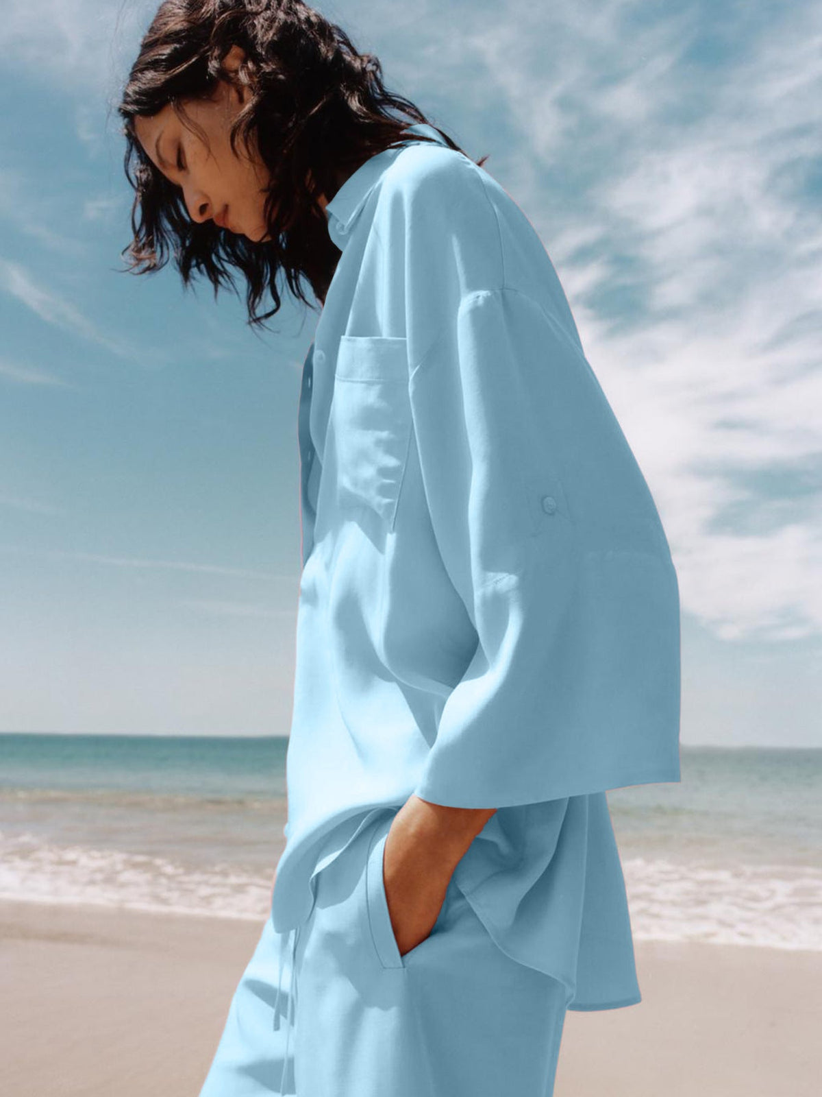 Damen Modisches Strand-Ensemble mit lockerem Schnitt EB