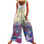 Damen lässiger Jumpsuit mit floralem Muster und weitem Schnitt EB