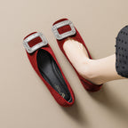 Damen elegante Ballerinas mit luxuriöser Schnallenapplikation EB