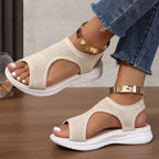 Damen Atmungsaktive Sandalen mit flexiblem Fußbett und modischen Cut-Outs EB