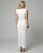 Damen Satin Maxikleid mit Drapierungen