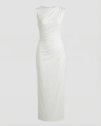 Damen Satin Maxikleid mit Drapierungen