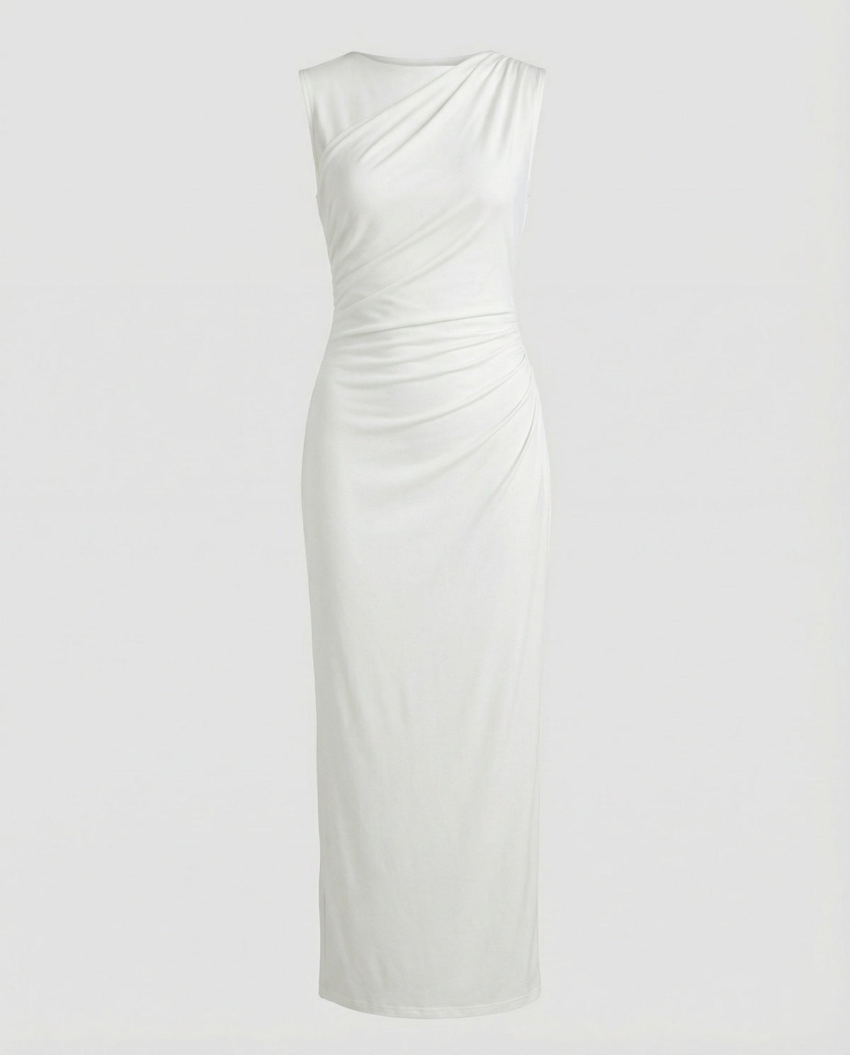Damen Satin Maxikleid mit Drapierungen