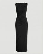 Damen Satin Maxikleid mit Drapierungen
