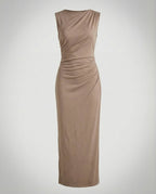 Damen Satin Maxikleid mit Drapierungen