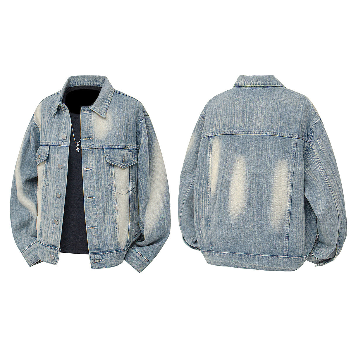Damen Denimjacke im Vintage-Stil mit lässigem Schnitt und praktischem Druckknopfverschluss EB