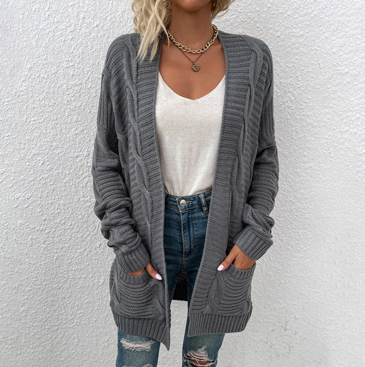 Damen Grober Strickcardigan mit offenem Schnitt und praktischen Taschen EB