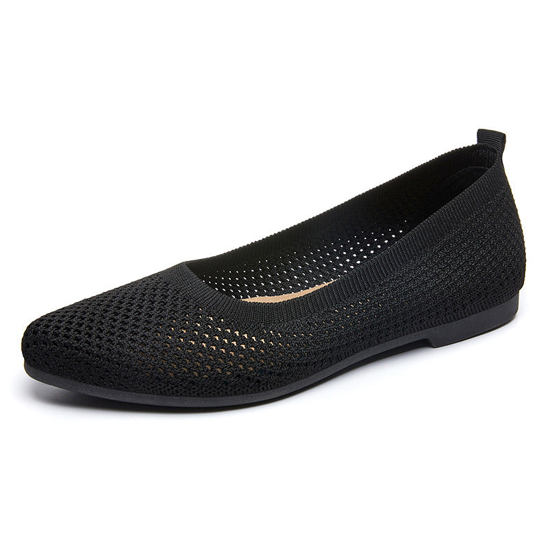 Damen Bequeme Strick-Ballerinas mit luftdurchlässigem Obermaterial EB
