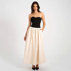 Damen Elegantes Maxikleid mit herzförmigem Ausschnitt und geschmeidigem Rock EB