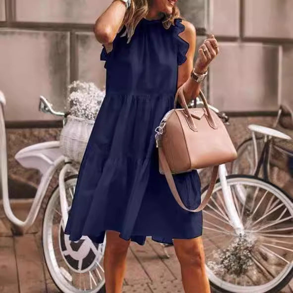 Damen Detailreiches Trägerkleid mit Rüschen EB