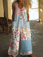 Damen Künstlerische Blumenmuster Latzhose EB