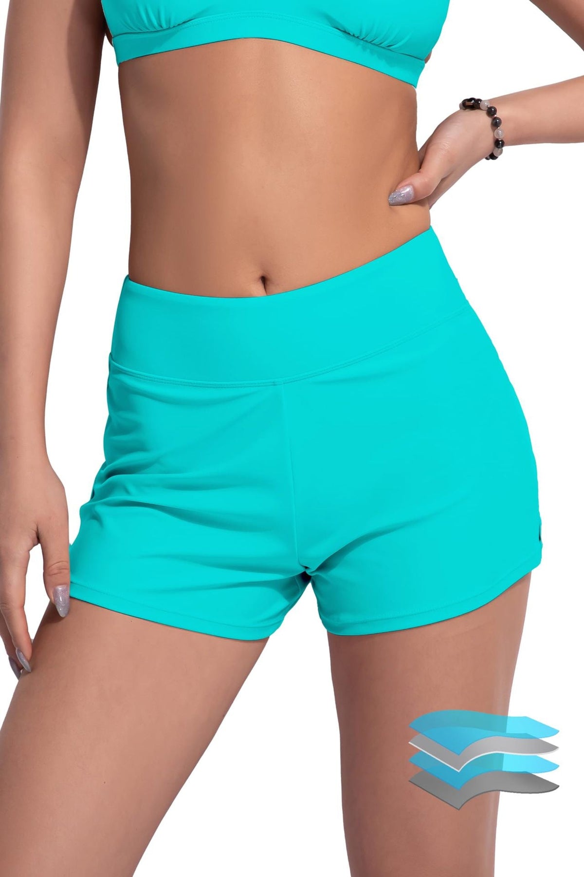 Damen-Sport-Badeshorts mit elastischem Bund