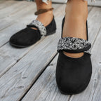 Damen bequeme Mokassins mit dekorativem Riemendesign EB