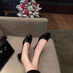Damen elegante Chunky-Heels mit modischem Schleifen-Akzent EB