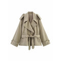 Damen Trenchcoat mit taillierbarem Gürtel und modischen Revers EB