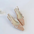 Damen Slingback-Pumps mit floralen Strassverzierungen und elegantem Schnitt EB