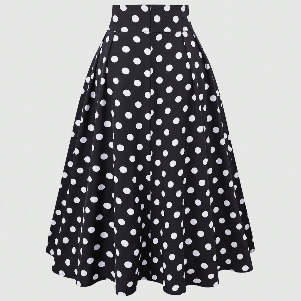 Damen Eleganter Midirock mit Polka Dots EB