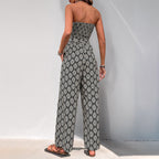 Damen Alltagsjumpsuit mit elastischem Oberteil und modischem Muster EB