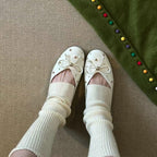 Damen Ballerinas mit modischem Schleifendesign und dekorativem Perlenbesatz EB