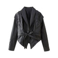 Damen Bikerjacke mit raffinierten Schnürdetails und tailliertem Schnitt EB