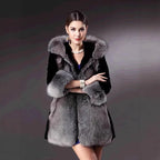 Damen Eleganter und warmer Kunstpelzparka mit Kapuze EB