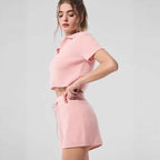 Damen Kurzarm Poloshirt und Shorts Set EB