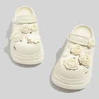 Damen Dekorative Clogs mit floralen Applikationen und rutschfester Sohle EB