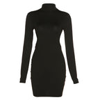 Damen Elegantes figurbetontes Minikleid mit offenem Rücken und langen Ärmeln EB