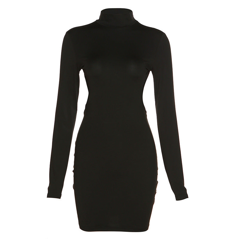 Damen Elegantes figurbetontes Minikleid mit offenem Rücken und langen Ärmeln EB